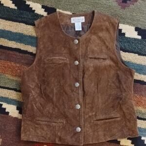 Stonebridge NEW 90s Vegan Sueded Brown Victorian Equestrian Style Vest Ladies S